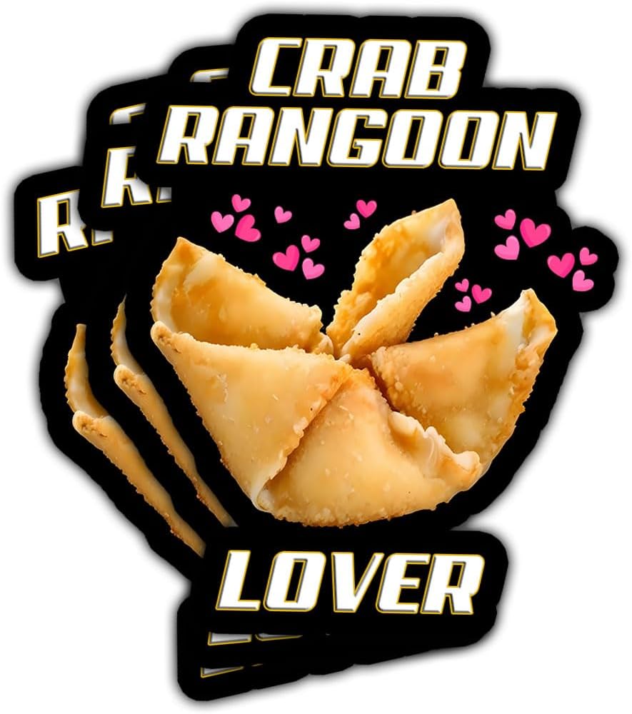 (3pcs) Crab Rangoon Lover Sticker, Crab Food Sticker Carb Sticker, Sticker Die-Cut Waterproof Vinyl Sticker for Laptop Water Bottle Phone Window Helmet