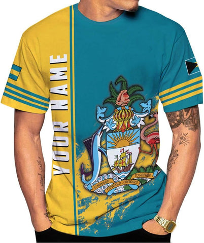 Artparel Personalized Bahamas Shirts 3D Bahamas T-Shirt Bahamas Shirts for Men Bahamas Souvenirs Shirts Bahamas Flag Shirts