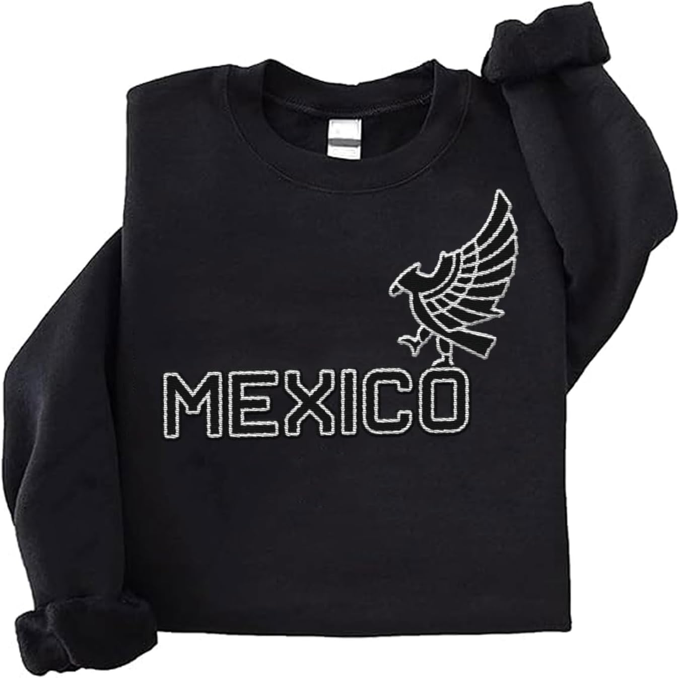 Mostprints Personalized Name Embroidered Mexico Sweatshirts, Customized Name Shirts Mexican US Flag, Mexico Hoodies Shirt