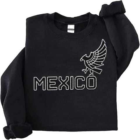 Mostprints Personalized Name Embroidered Mexico Sweatshirts, Customized Name Shirts Mexican US Flag, Mexico Hoodies Shirt