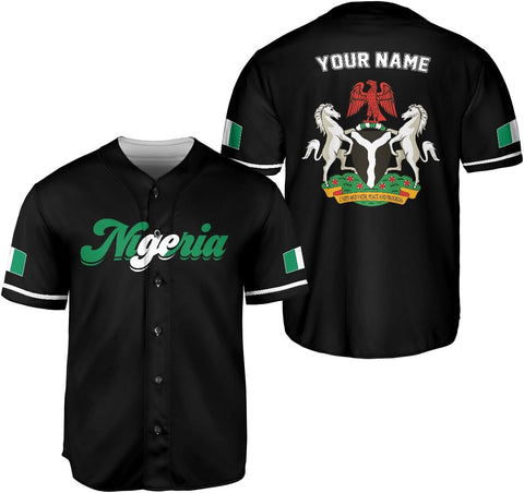AOVL Personalized Nigeria Baseball Jersey Nigerian Flag Jersey Shirts Nigeria Flag Nigerian Pride Gift T-Shirt Nigerian Pride