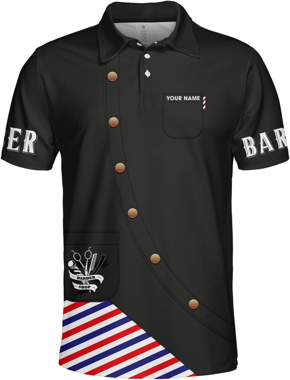 Custom 3D Barber Polo Shirt for Men Women Gift Personalized Hair Stylist Tee Barbershop Apparel Hairdresser Printed Uniform