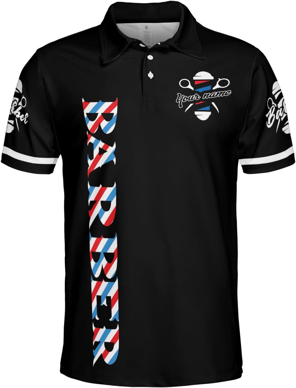 Woseprints Personalized Polo Shirts, Barber Shop Gifts for Men for Barbers