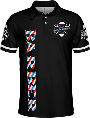 Woseprints Personalized Polo Shirts, Barber Shop Gifts for Men for Barbers
