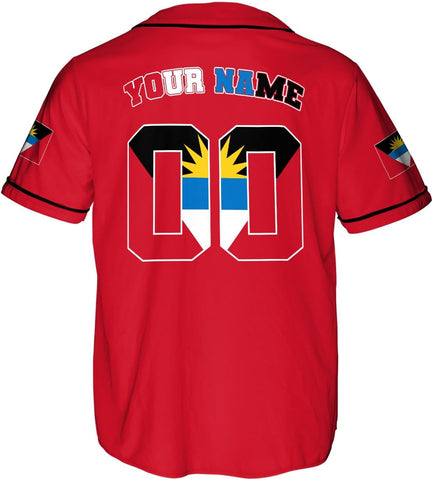 Leprints Personalized Antigua and Barbuda Jersey, Antiguan and Barbudan Soccer Shirt Baseball Antigua and Barbuda Pride Flag