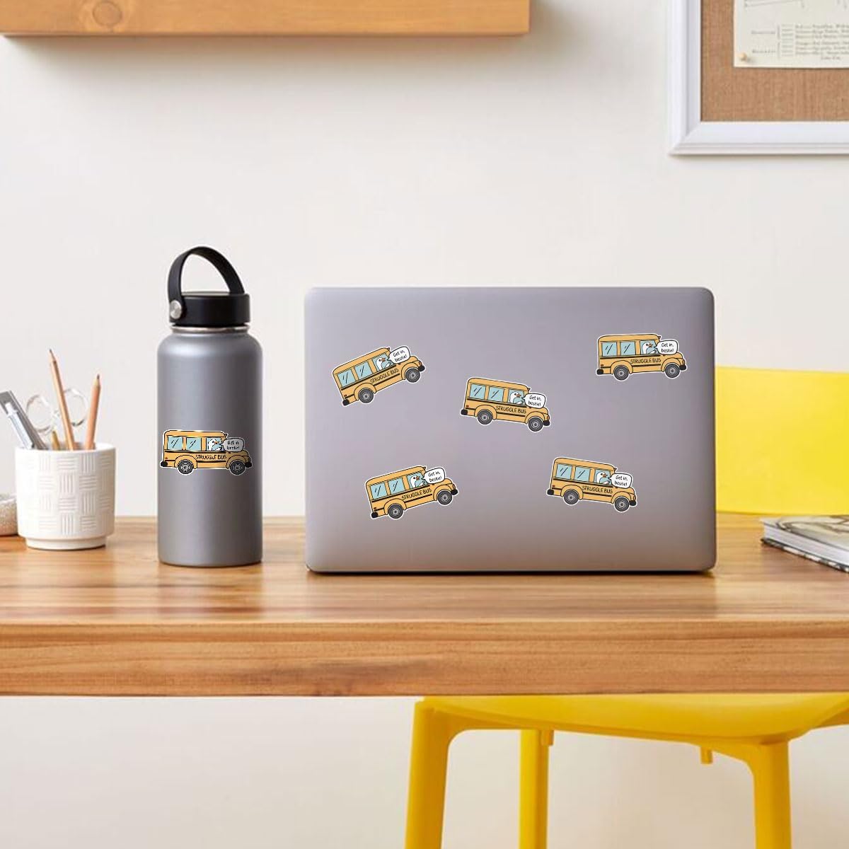(3psc) Struggle Bus Drive Get in Bestie Sticker, Struggle Bus Sticker, Struggle Bus Goose Sticker Mental Health Anxiety Sticker Die-Cut Waterproof Vinyl Sticker Laptop Water Bottle Window Phone Helmet