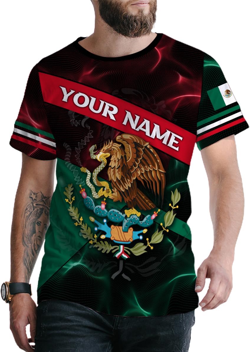 Mostprints Personalized Name Mexican Shirts for Men 3D, Customized Mexico Shirts for Men, Mexico Shirts for Women Mexico Shirt