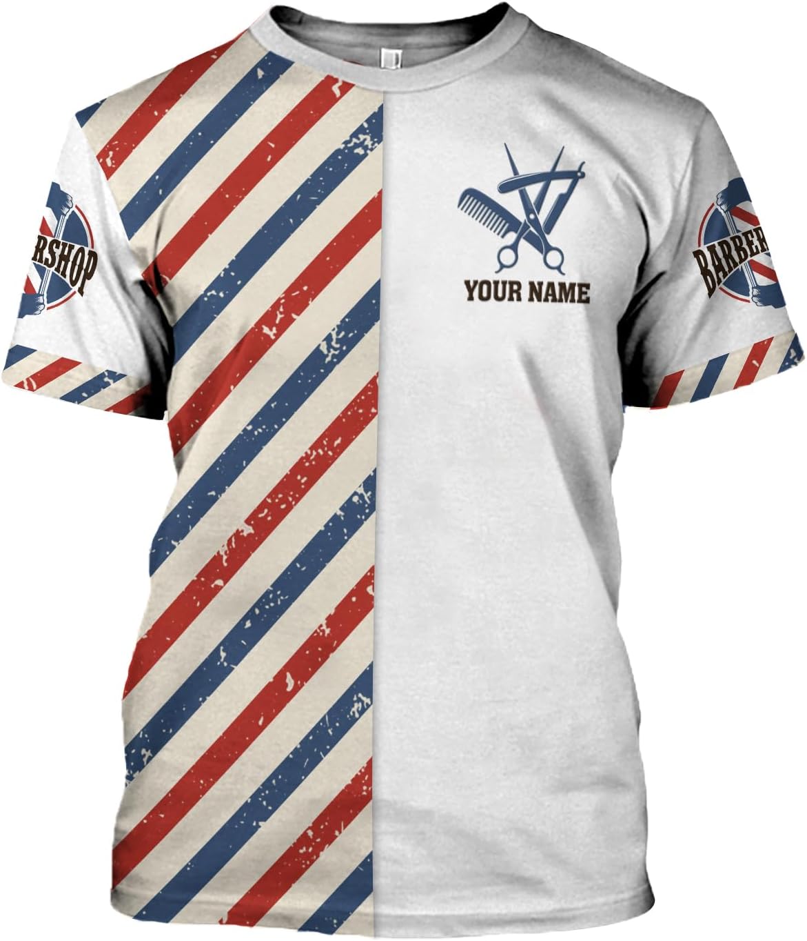 AOVL Personalized Name Barber Shirts Barber Shirt 3D for Men Custom Barber Shirt for Men Women Barber Shop Shirt Gift Barber