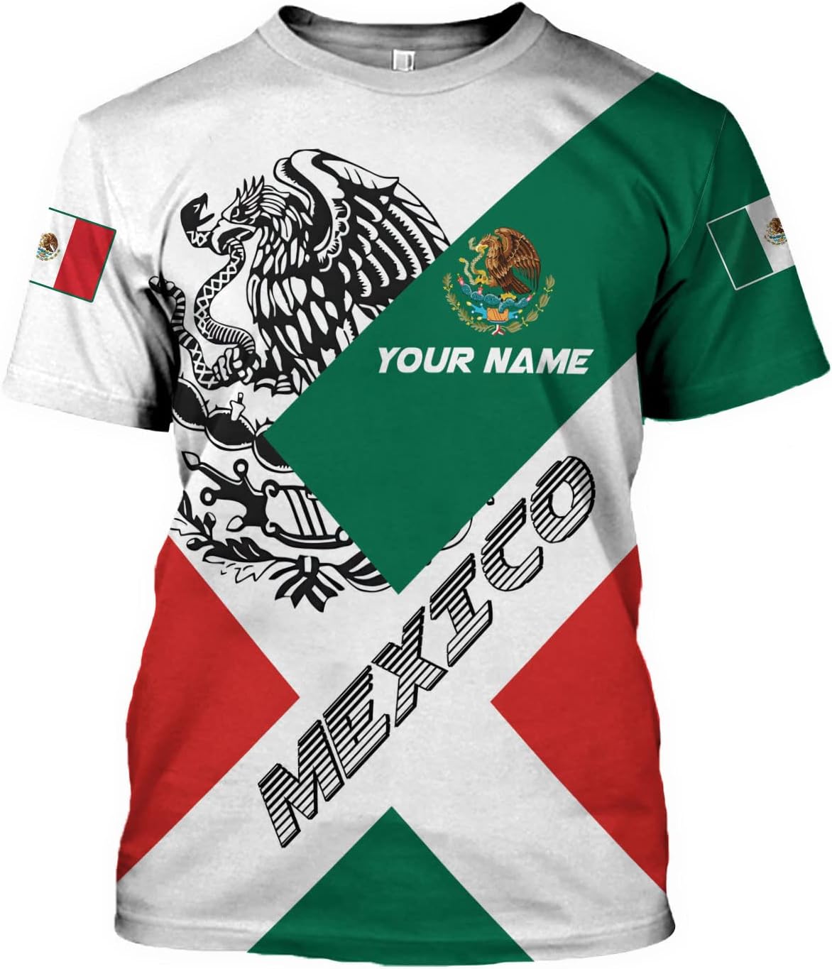 Personalized Name Mexico Tshirt, Customized name shirts Mexican US Flag, mexico shirt Unisex 3D All Over Printed Sportwear, T Shirt for Men Women Adult Full Size S-5XL TS69