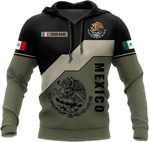 Mostprints Personalized Name Mexican Hoodie 3D, Customized Mexican Hoodies for Men, Unisex Mexico Hoodie, Mexico Hoodies for Men