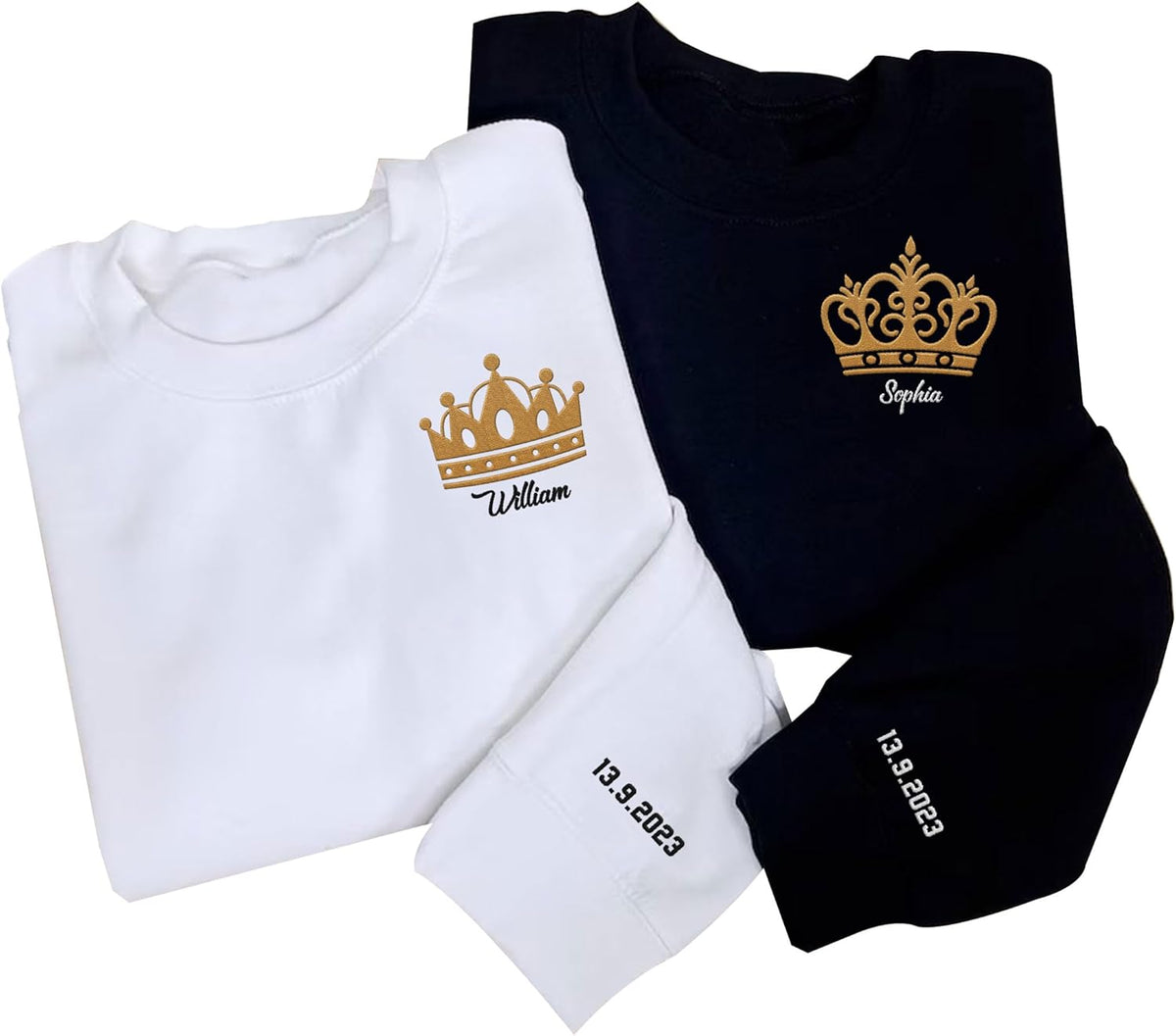 Leeprints Personalized Couple Embroidered Sweatshirt, Roman Numeral Anniversary For Couples Matching Gifts With Initial Heart
