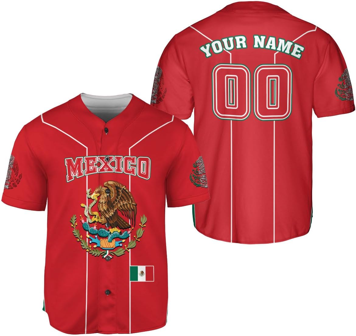 Mostprints Custom Mexico Baseball Jerseys Mexican Eagle & Flag Shirt for Teams, Mexico Shirts for Men & Women Size S-5XL