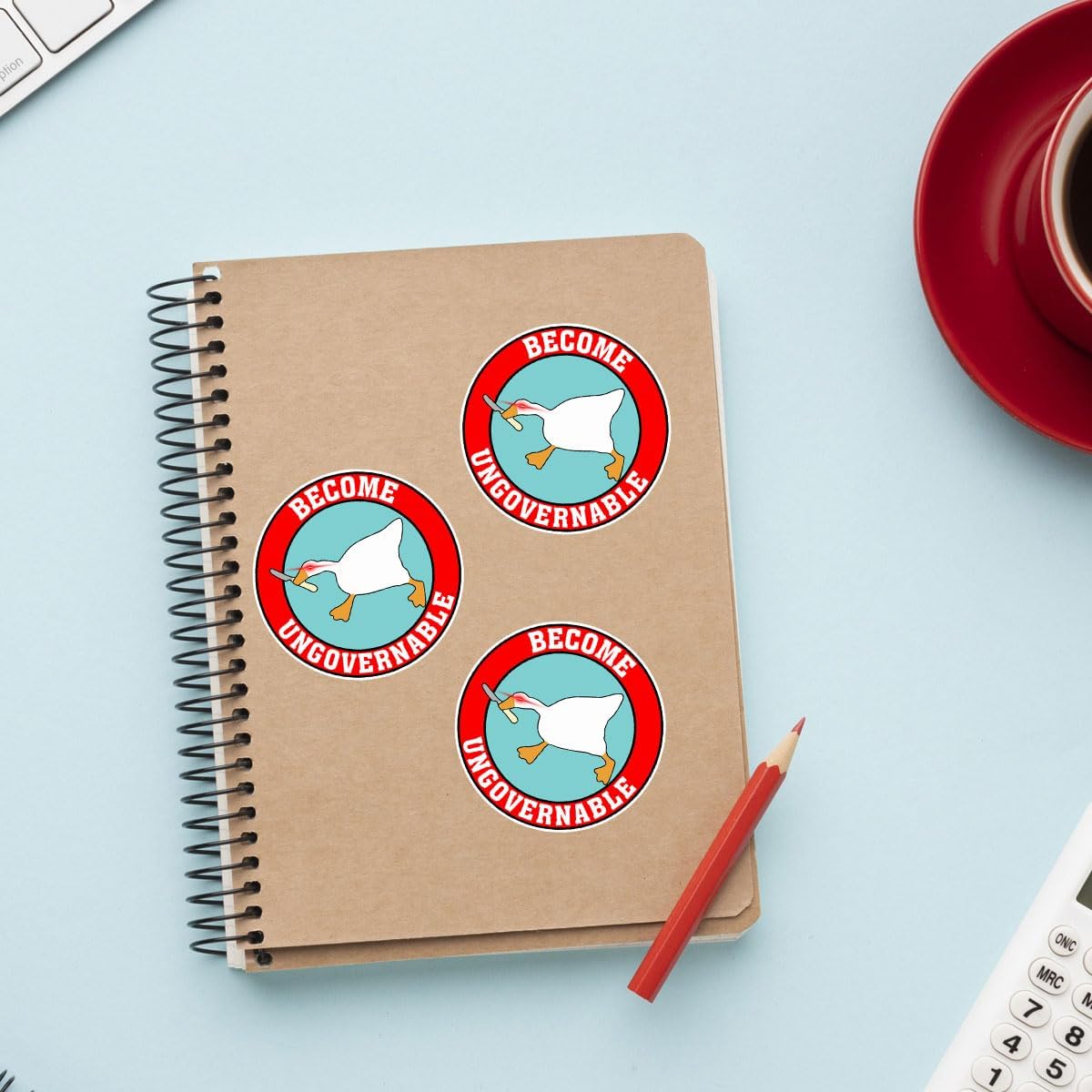 3 Pcs Become Ungovernable Sticker, Funny Goose with Knife Anarchist, Become Ungovernable Goose Sticker, Goose Meme, Become Ungovernable Stickers for Laptop Bottle Phone Car Helmet 3"x3"