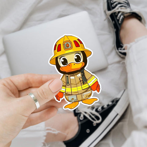 (3Pcs) Duck Fireman Sticker, Duck Firefighter Outfit Bumper Sticker, Yellow Duck Cool Vinyl Sticker, Find The Duck Vinyl Sticker - Stickers for Laptop Water Bottle Phone Car Window Helmet 3 Inches