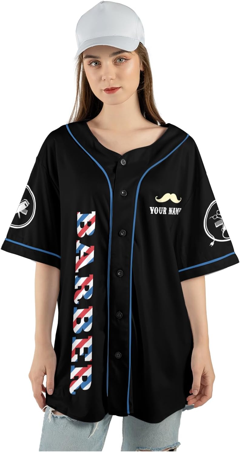Personalized Barber Shop Baseball Jersey, Hairdresser Jersey, Barber Tools Hat