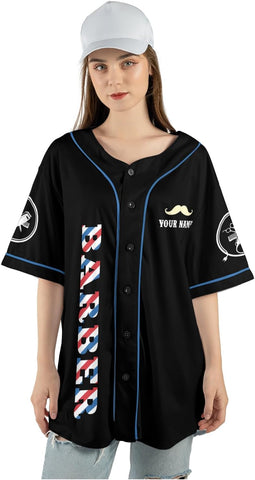 Personalized Barber Shop Baseball Jersey, Hairdresser Jersey, Barber Tools Hat