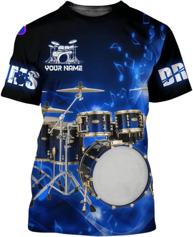 Personalized 3D Drummer Shirt - Custom Name 3D Drum Shirt Gift for Women & Men