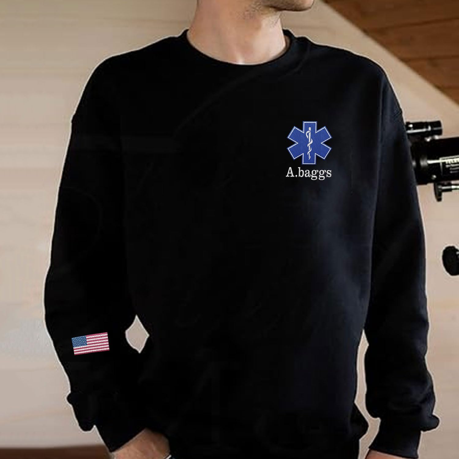 Intenprints Personalized EMS EMT Embroidered Sweatshirt, Custom EMS EMT Paramedic Uniform Emergency Medical Technician Shirts