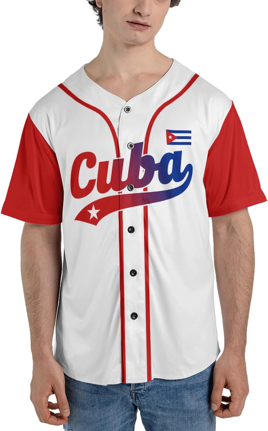 MAPrints Personalized Name Cuba Baseball Jersey Shirt, Republic of Cuba Flag Pride Jersey, Cuban Jersey Camisa for Men &Women