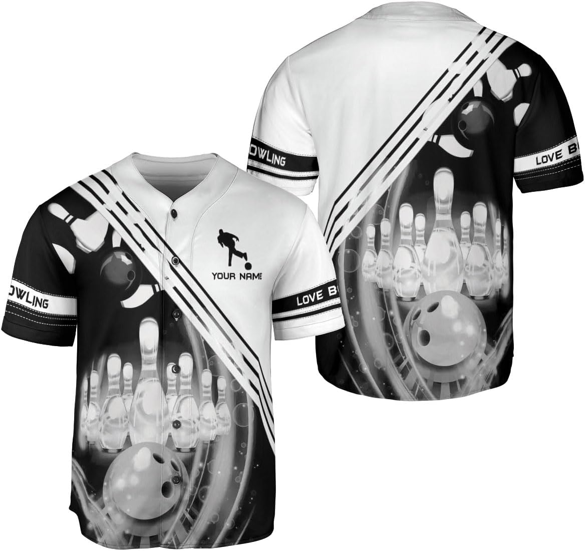 mostprints Personalized Bowling Baseball Jersey Custom Bowling Shirts Bowling Gift Bowling Jersey Bowling Shirt Men Womens