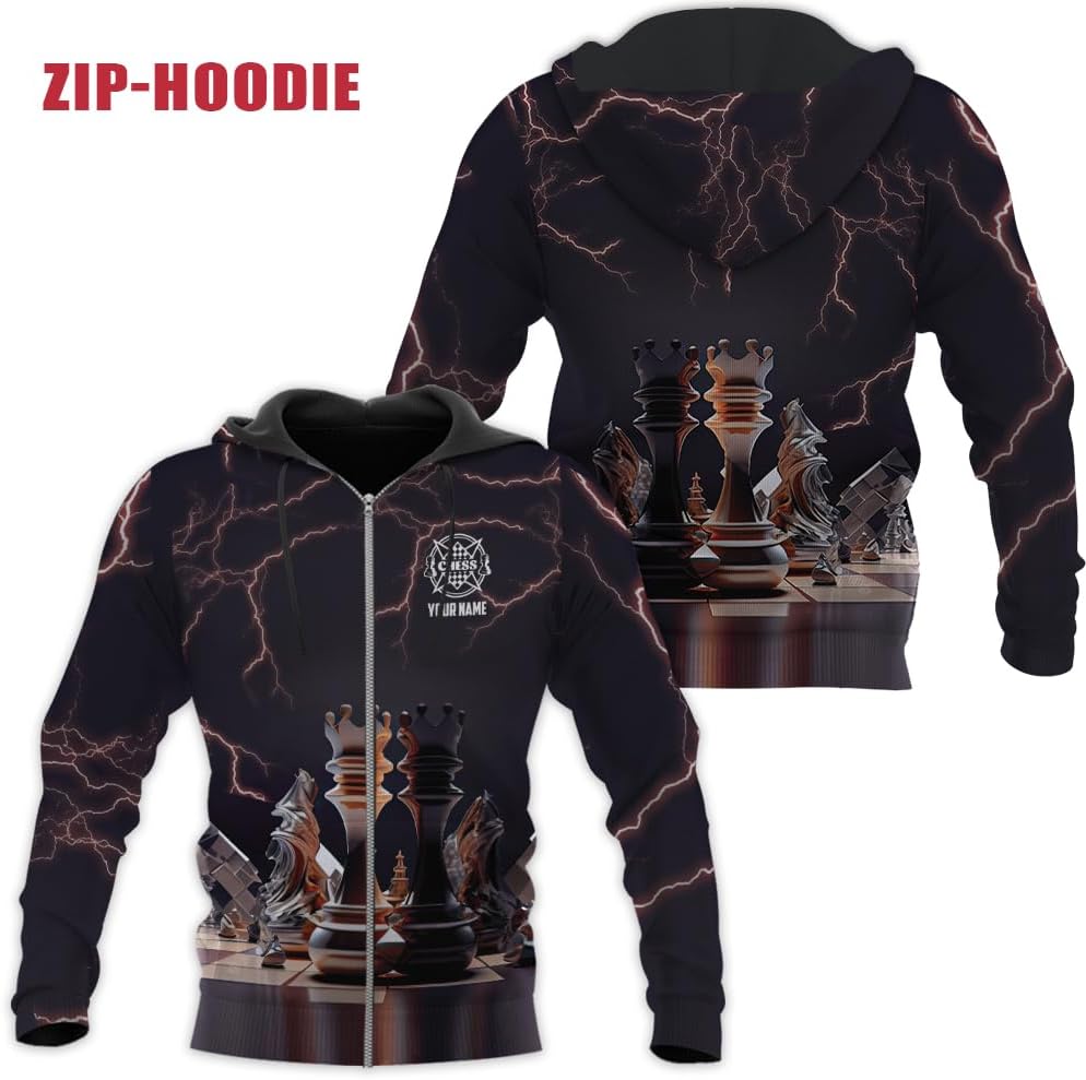 MAPrints Personalized Name Chess 3D Shirt, Custom Name Chess 3D Tshirt Hoodie Sweater for Men, Women, Gifts for Chess Lover