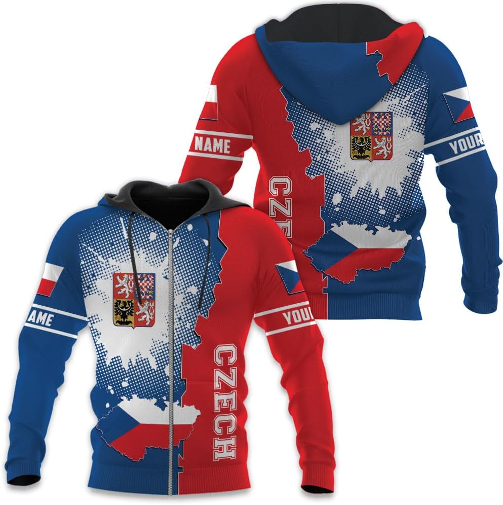 Personalized Czech Shirts 3D, Czechoslovakian T-Shirts, Czech Republic Flag Pride Shirt Unisex, Gifts for Czechs (CZ 3)