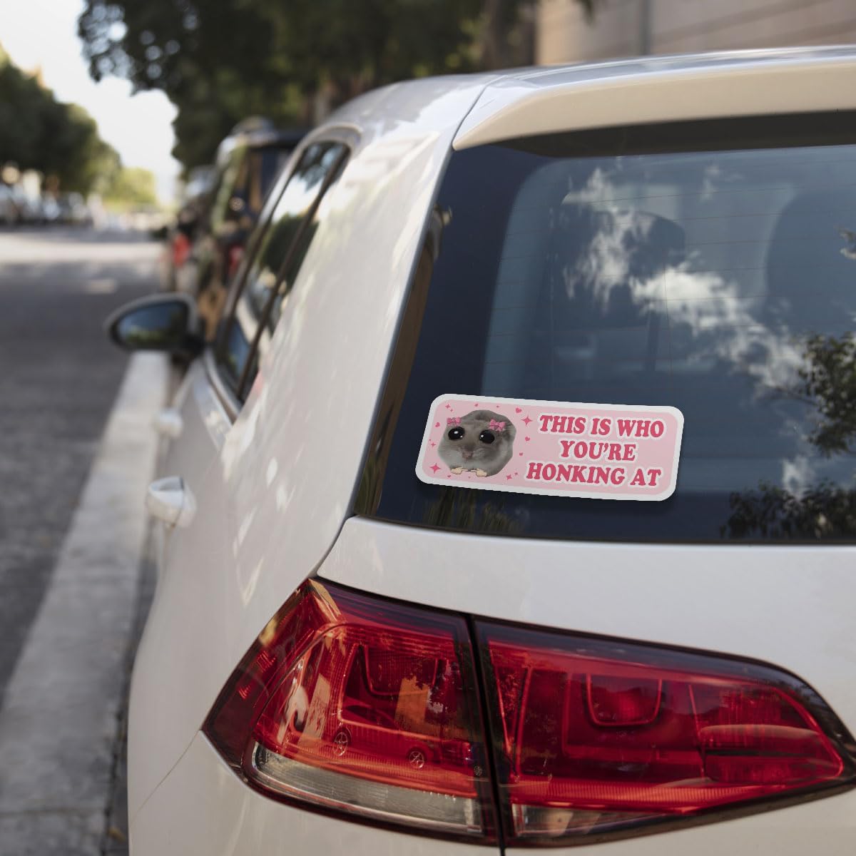 3 Pcs This is Who You are Honking at Sad Hamster Bumper Sticker, Please Don't Honk This is Me Pink Meme Sticker - Vinyl Decal 5 inches for Water Bottles Laptop Phone Car Helmet