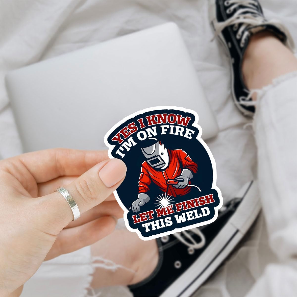 3 Pcs Yes I Know I'm On Fire Let Me Finish This Weld Sticker I Welded It Helded Sticker Welder Stickers for Men Welding Hood Welder Stickers for Laptop Water Bottle Phone Car Helmet Hard Hat Gift 3"