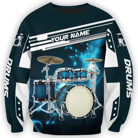 Personalized 3D Drummer Shirt - Custom Name 3D Drum Shirt Gift for Women & Men