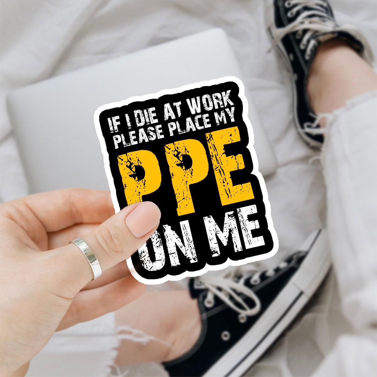 (3 Pcs) If I Die at Work Please Place My PPE On Me Sticker, Electrician Funny Safety Sticker - Stickers for Laptop Water Bottle Phone Car Window Helmet Vinyl Stickers 3 Inches