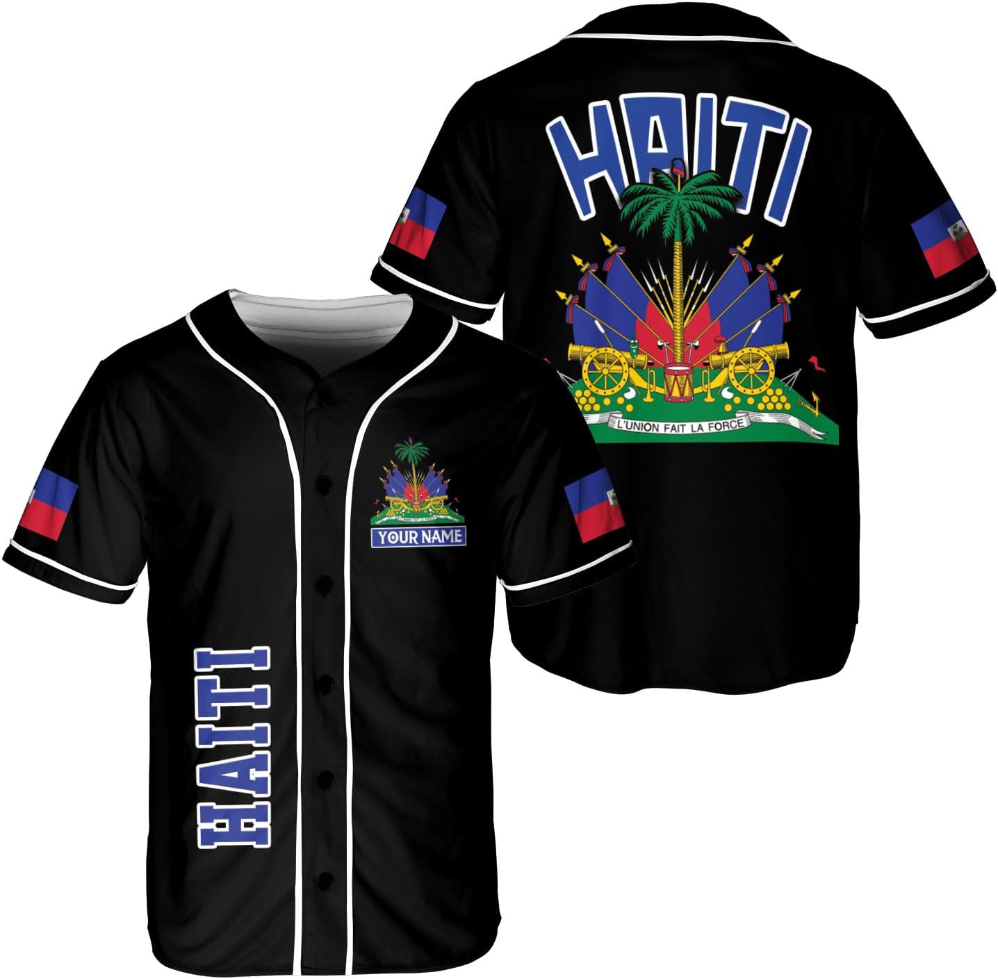 Mostprints Personalized Name Haiti Baseball Jersey, Customized Haitian Baseball Jerseys for Men Women Haitian Flag Shirt 3D