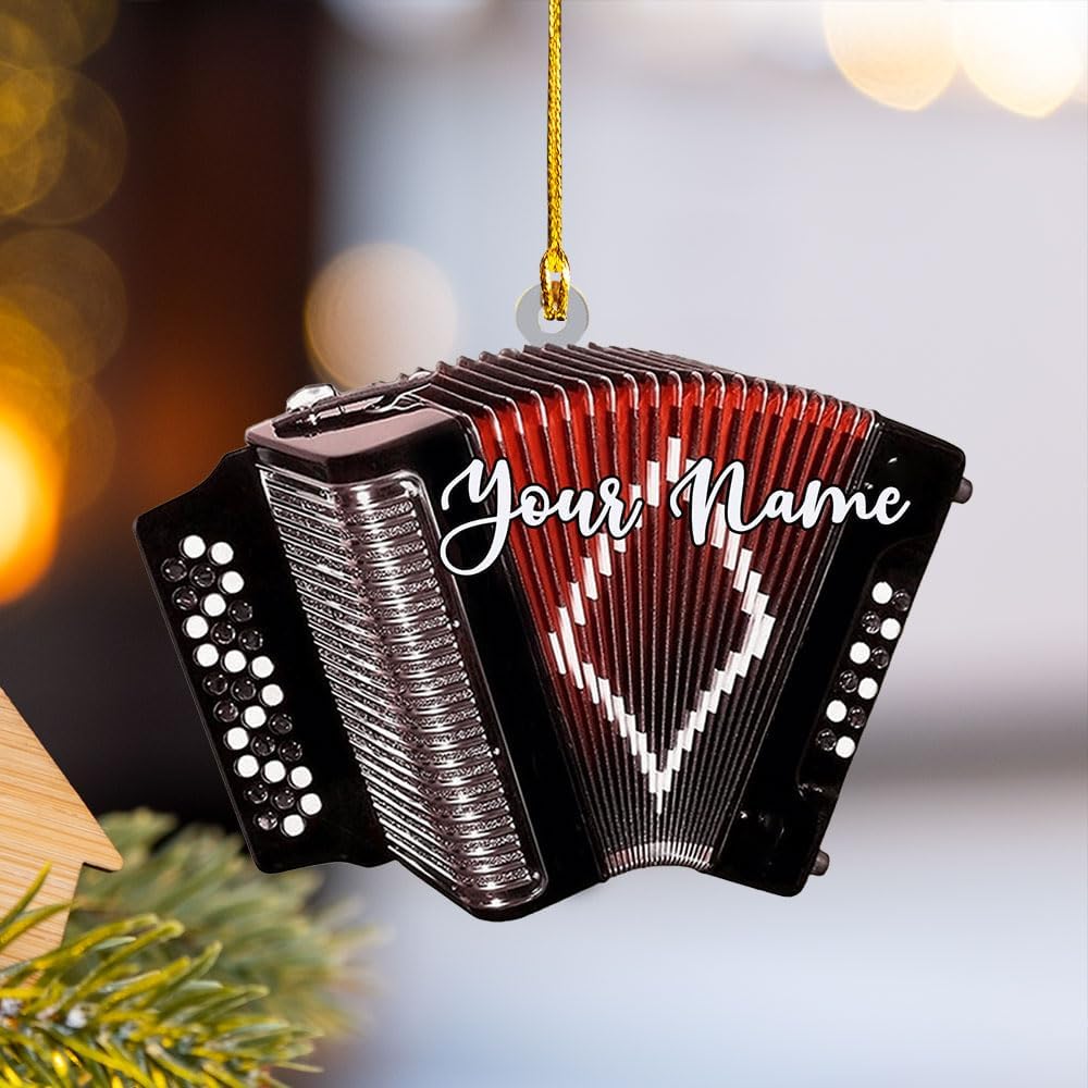 Podagree Personalized Accordion Acrylic Ornament, Classic Accordion Personalized Flat 2D Ornament, Musician Ornament Gift, Accordion Lover Gift (AC6)