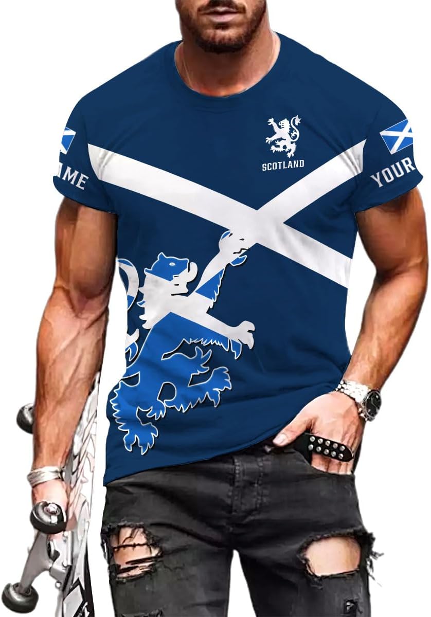MAPrints Personalized Scotland Shirt, Scottish Rampant Lion Tshirts 3D Print, Scottish Tshirt, Scotland Lion Flag Pride Shirt