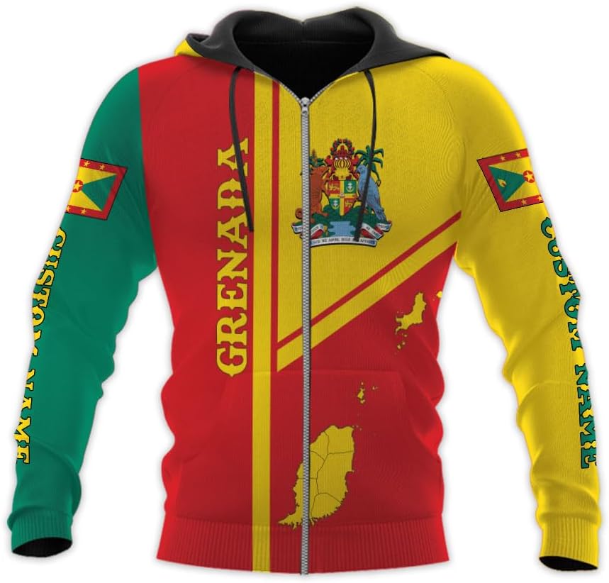 Personalized Name Grenada Shirts for Men, Grenada Shirts for Women, Proud Grenadan Shirts, Grenadian Flag Pride Shirt