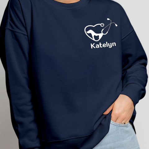 Personalized Veterinarian Embroidered Sweatshirt, Custom Vet Tech Shirt, Veterinary Technician Week Gifts, Veterinary Gifts