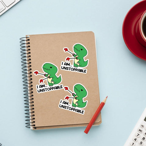(3Pcs) Dinosaur I Am Unstoppable T-rex Vinyl Decal Sticker, Dinosaur Bumper Sticker, Dinosaur Car Accessories, Dinosaur Car Decal - Stickers for Laptop Water Bottle Phone Car Window Helmet 3"