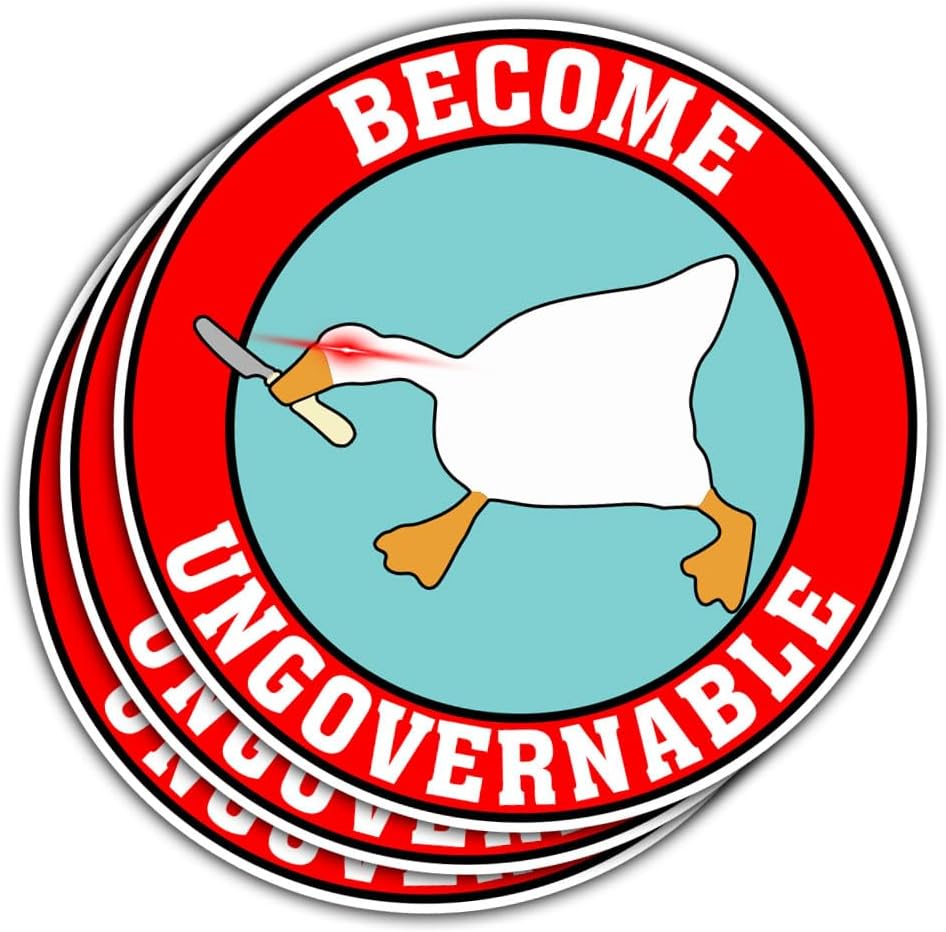 3 Pcs Become Ungovernable Sticker, Funny Goose with Knife Anarchist, Become Ungovernable Goose Sticker, Goose Meme, Become Ungovernable Stickers for Laptop Bottle Phone Car Helmet 3"x3"