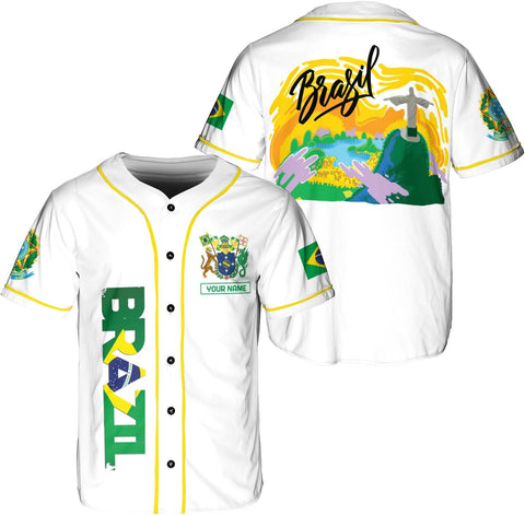 Mostprints Personalized Brazil Baseball Jersey Shirt 3D Brasil Brazilian Flag Bandera Bandeira Jersey Soccer for Men Women