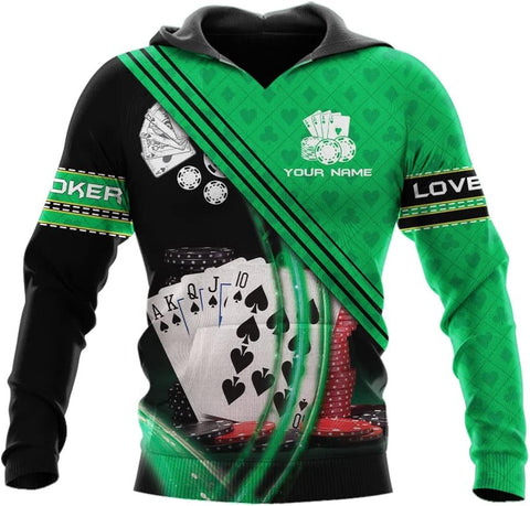 Personalized Poker Shirt, Poker Player Shirt, Funny Casino Poker Pattern 3D Over Print, Unisex Poker Tshirt Men Women