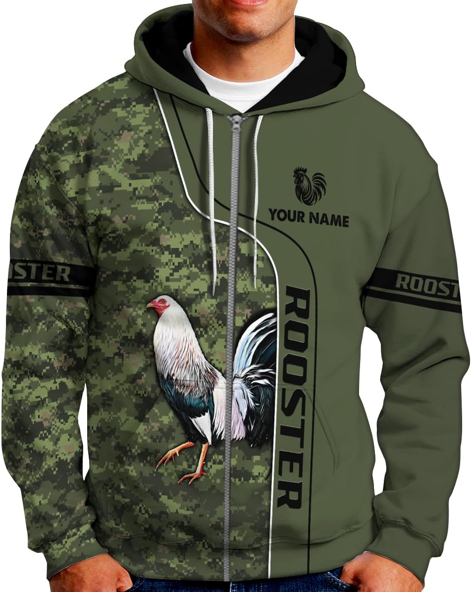Mostefy Personalized Name Rooster Hoodie 3D, Gallos De Pelea, Chicken Sweatshirt, Chicken Hoodie for Men and Women S-5XL