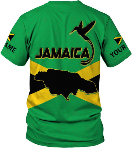 Ligthuy Personalized Jamaica Shirt 3D, Custom Jamaica Flag Lion Shirt for Men and Women, Jamaican Pride T-Shirt Unisex