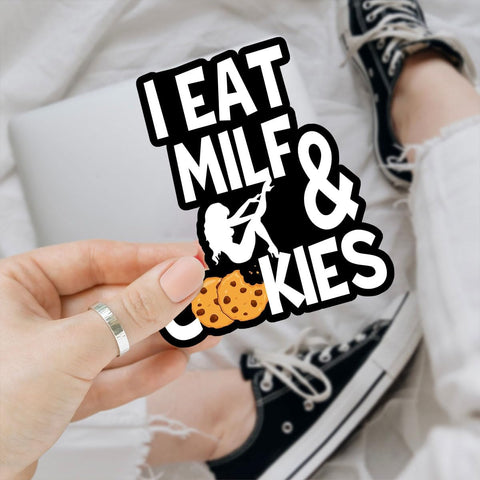 3Pcs I Eat Mi*f And Cookies Sticker, Adult Humor Bumper Stickers, Dirty Stickers For Adults, Funny Quote Wife Family Cute Dad Mom, Joke Humor Decal-Stickers For Laptop Water Bottle Phone Car Helmet 3"