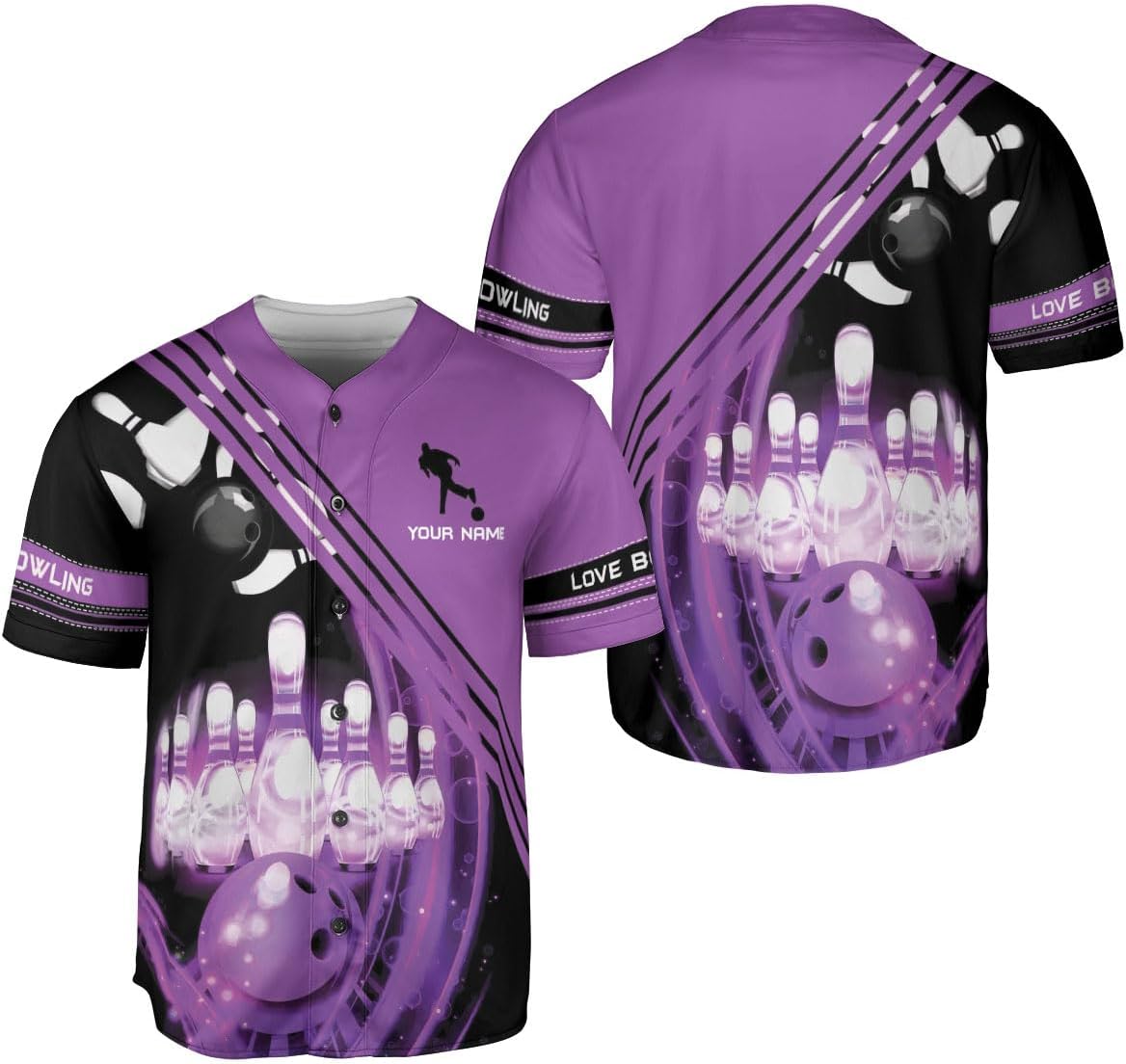 HomeDesign Personalized Bowling Baseball Jersey Custom Bowling Shirts Bowling Gift Bowling Jersey Bowling Shirt Men Womens