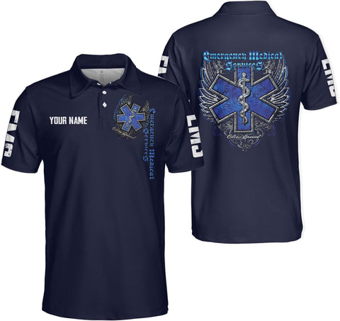 Personalized EMS EMT Tshirt and Polo for Men and Women, Uniform Emergency Paramedic Shirts, Medical Technician Nurse Gifts