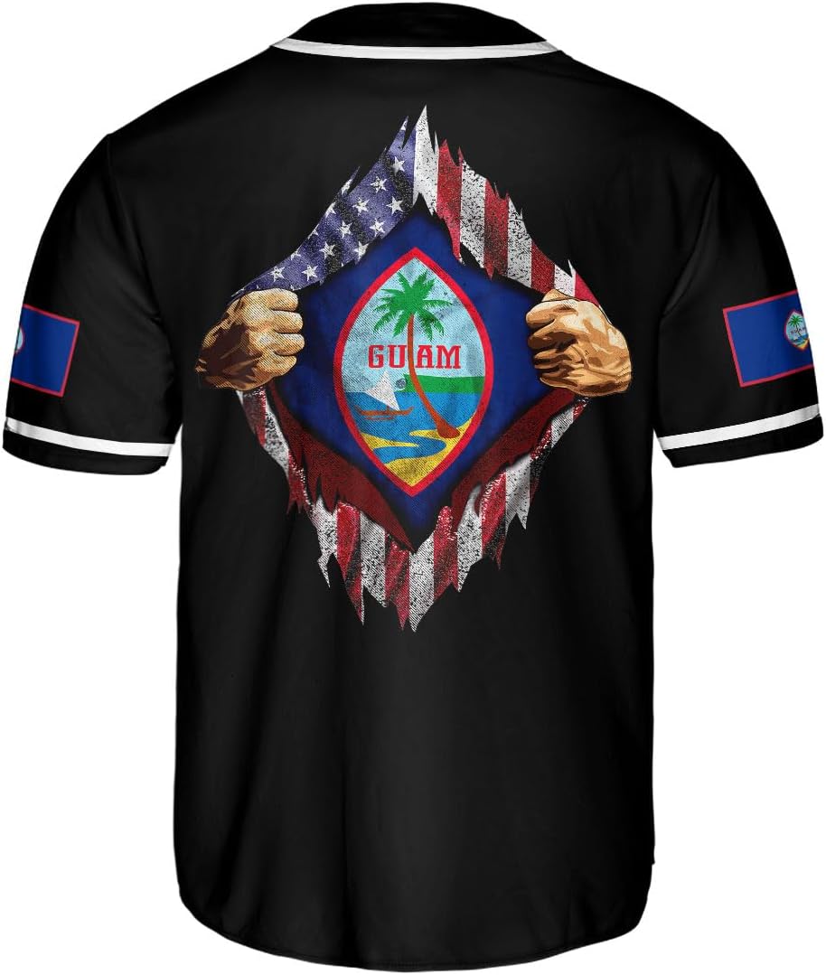Parvii Personalized Guam Baseball Jersey Shirt, Guam Jersey, Guahan Flag Jersey, Guam Islander Pride Jersey for Men & Women