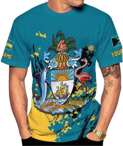 Artparel Personalized Bahamas Shirts 3D Bahamas T-Shirt Bahamas Shirts for Men Bahamas Souvenirs Shirts Bahamas Flag Shirts