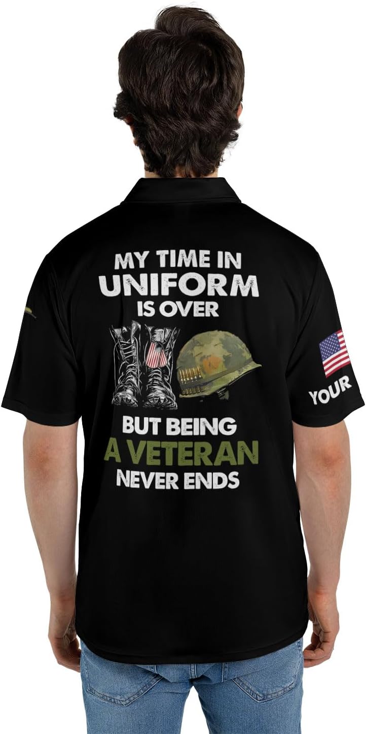Veteran Polo Shirt for Men Custom US Army Polo Shirts Military Veterans Pride American Flag Gifts Memorial Day Army Shirts