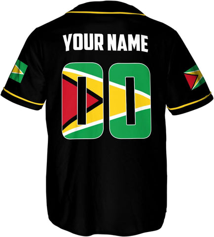 Leeprints Personalized Guyana Baseball Jersey Shirt, GuyaneseFlag Jersey, Guyana Guyanese Pride Jersey for Men and Women
