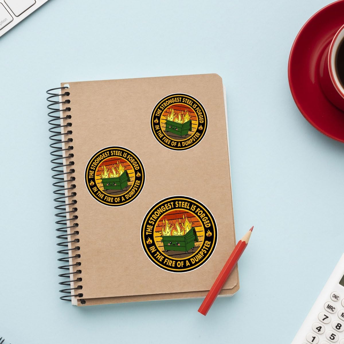 3 Pcs The Strongest Steel is Forged in The Fire of a Dumpster Sticker Vintage Funny, Motivational The Strongest Steel Dumpster Fire Patch Stickers for Laptop Bottle Phone Car Helmet Hard Hat 3"x3"