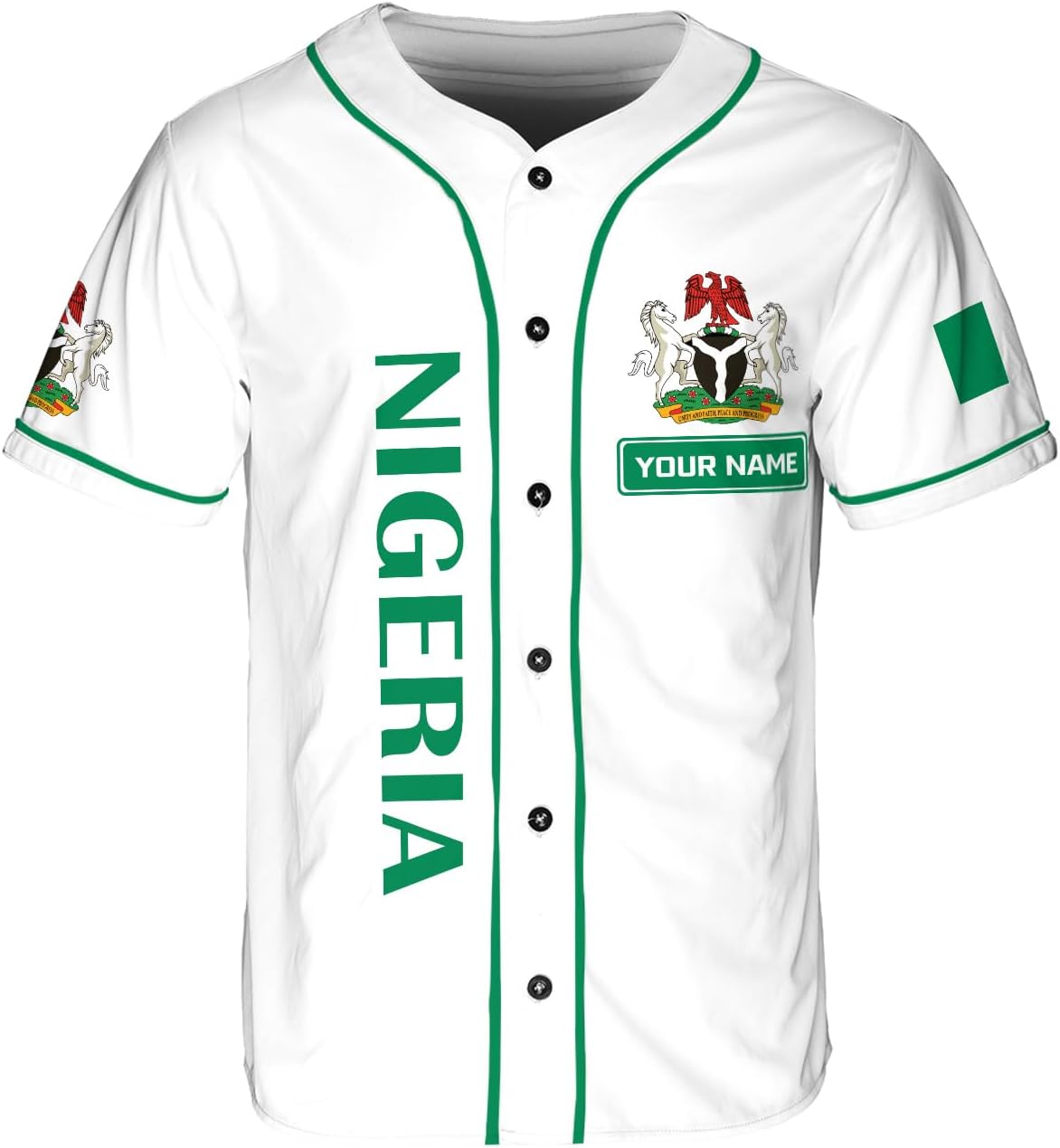 AOVL Personalized Nigeria Baseball Jersey Nigerian Flag Jersey Shirts Nigeria Flag Nigerian Pride Gift T-Shirt Nigerian Pride